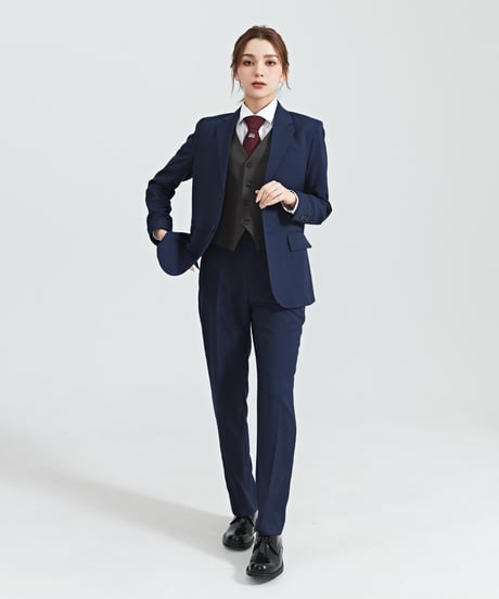 《BOYSHE Basic Suit》シングルブレスト＆スリムスラックス【セットアップ】ネイビー