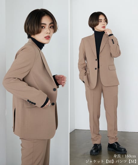 《BOYSHE Basic Suit》シングルブレスト＆スリムスラックス【セットアップ】ベージュ