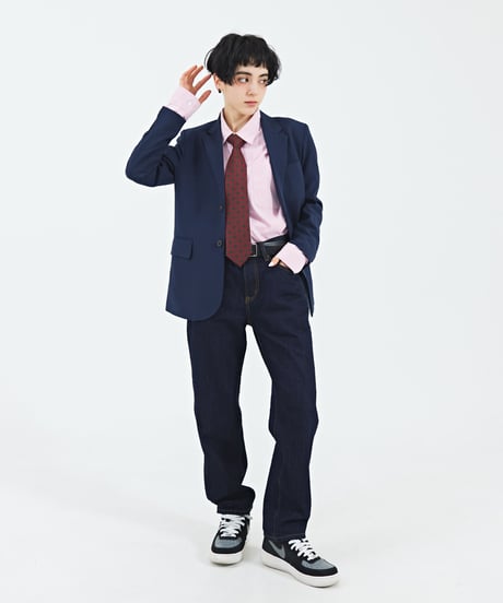 《BOYSHE Basic Suit》シングルブレスト＆スリムスラックス【セットアップ】ネイビー