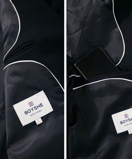 《BOYSHE Basic Suit》シングルブレスト＆スリムスラックス【セットアップ】ブラック