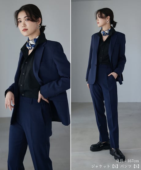 《BOYSHE Basic Suit》シングルブレスト＆スリムスラックス【セットアップ】ネイビー