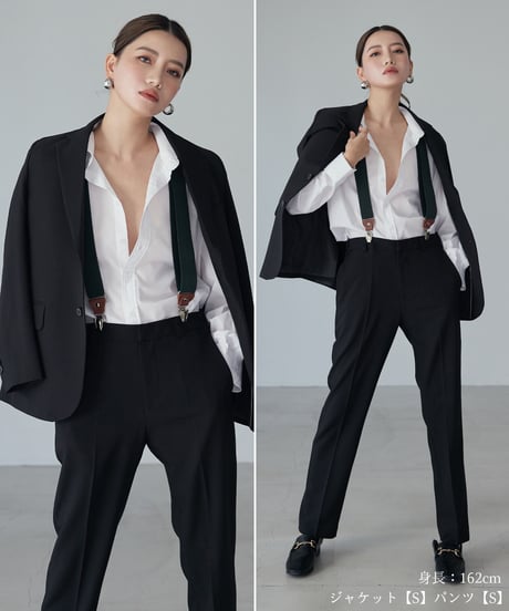 《BOYSHE Basic Suit》シングルブレスト＆スリムスラックス【セットアップ】ブラック