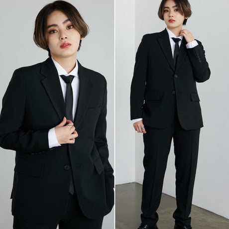 《BOYSHE Basic Suit》シングルブレスト＆スリムスラックス【セットアップ】ブラック