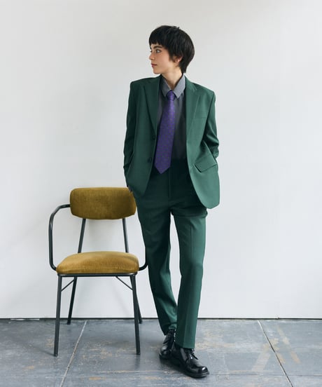 《BOYSHE Basic Suit》シングルブレスト＆スリムスラックス【セットアップ】グリーン