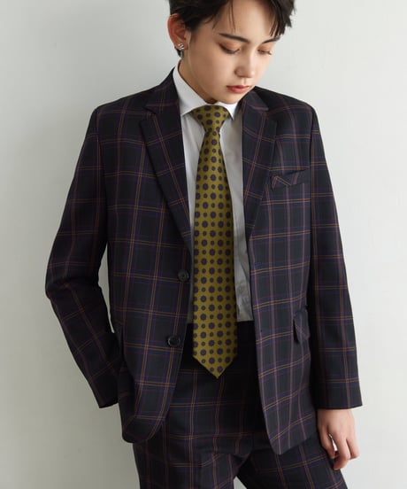 《BOYSHE Check Suit》シングルブレスト＆スリムスラックス【セットアップ】ネイビー