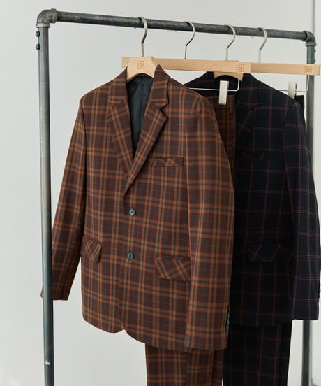 《BOYSHE Check Suit》シングルブレスト＆スリムスラックス【セットアップ】ブラウン