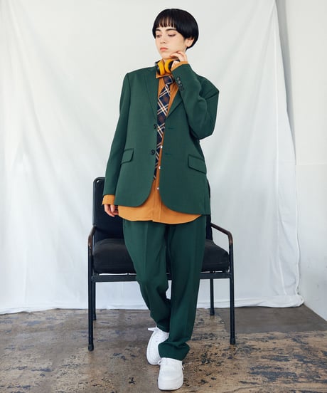 《BOYSHE Basic Suit》シングルブレスト＆スリムスラックス【セットアップ】グリーン