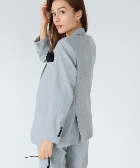 《BOYSHE Cool Summer CHECK Suit》シングルブレスト＆スリムスラックス【セットアップ】グレー