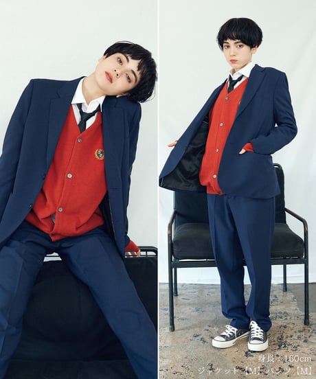 《BOYSHE Basic Suit》シングルブレスト＆スリムスラックス【セットアップ】ネイビー
