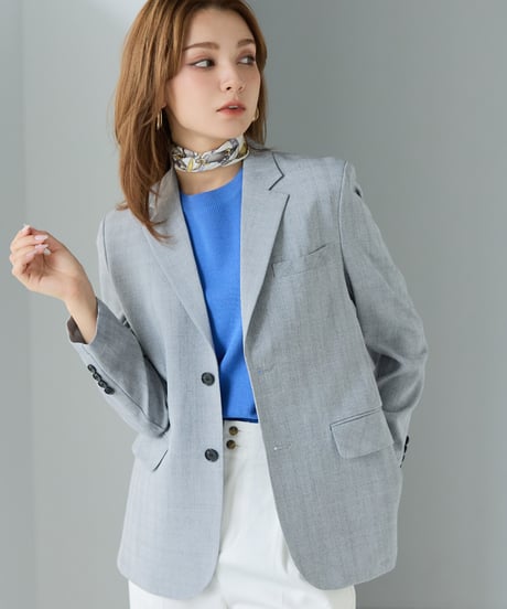 《BOYSHE Cool Summer CHECK Suit》シングルブレスト＆スリムスラックス【セットアップ】グレー