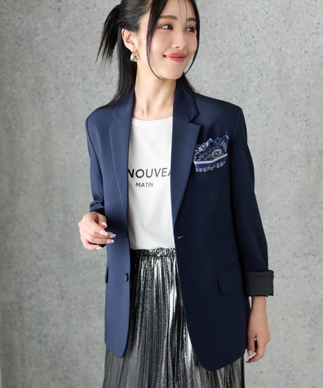 《BOYSHE Basic Suit》シングルブレスト＆スリムスラックス【セットアップ】ネイビー