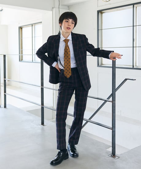 《BOYSHE Check Suit》シングルブレスト＆スリムスラックス【セットアップ】ネイビー