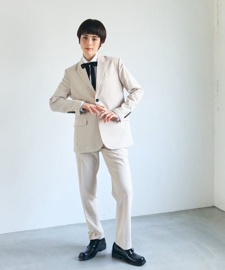 《BOYSHE Cool Summer Suit》シングルブレスト＆スリムスラックス【セットアップ】アイボリー