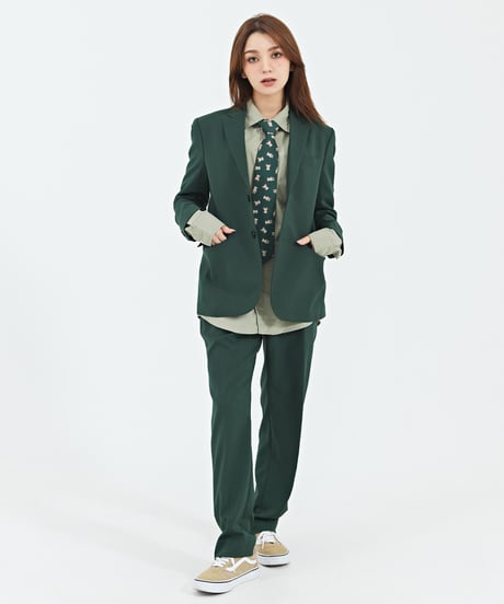 《BOYSHE Basic Suit》シングルブレスト＆スリムスラックス【セットアップ】グリーン