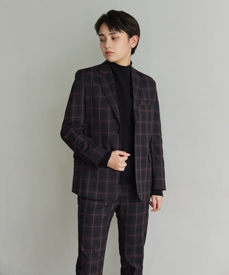 《BOYSHE Check Suit》シングルブレスト＆スリムスラックス【セットアップ】ネイビー