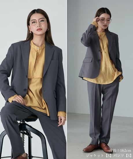 《BOYSHE Basic Suit》シングルブレスト＆スリムスラックス【セットアップ】グレー