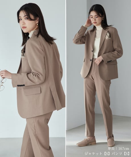 《BOYSHE Basic Suit》シングルブレスト＆スリムスラックス【セットアップ】ベージュ