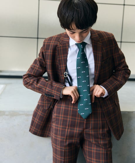 《BOYSHE Check Suit》シングルブレスト＆スリムスラックス【セットアップ】ブラウン
