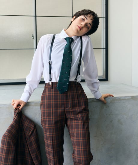 《BOYSHE Check Suit》シングルブレスト＆スリムスラックス【セットアップ】ブラウン