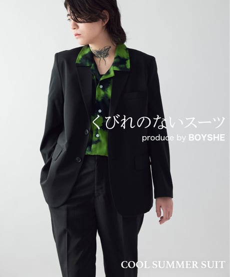 《BOYSHE Cool Summer Suit》シングルブレスト＆スリムスラックス【セットアップ】ブラック