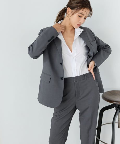 《BOYSHE Basic Suit》シングルブレスト＆スリムスラックス【セットアップ】グレー
