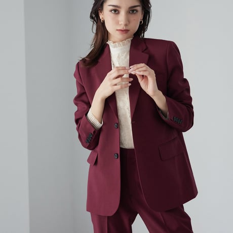 《BOYSHE Basic Suit》シングルブレスト＆スリムスラックス【セットアップ】ワインレッド