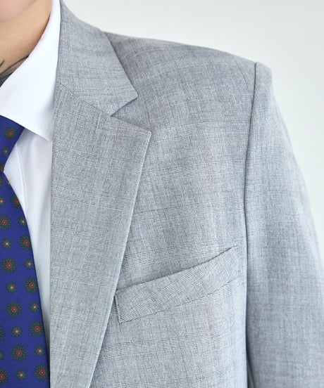 《BOYSHE Cool Summer CHECK Suit》シングルブレスト＆スリムスラックス【セットアップ】グレー