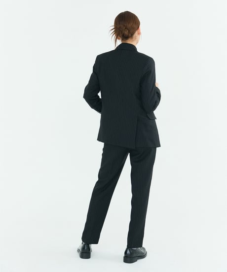《BOYSHE Stripe Suit》シングルブレスト＆スリムスラックス【セットアップ】ストライプ ブラック