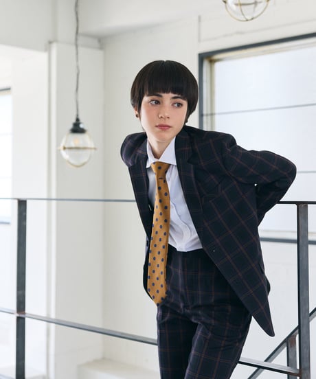 《BOYSHE Check Suit》シングルブレスト＆スリムスラックス【セットアップ】ネイビー