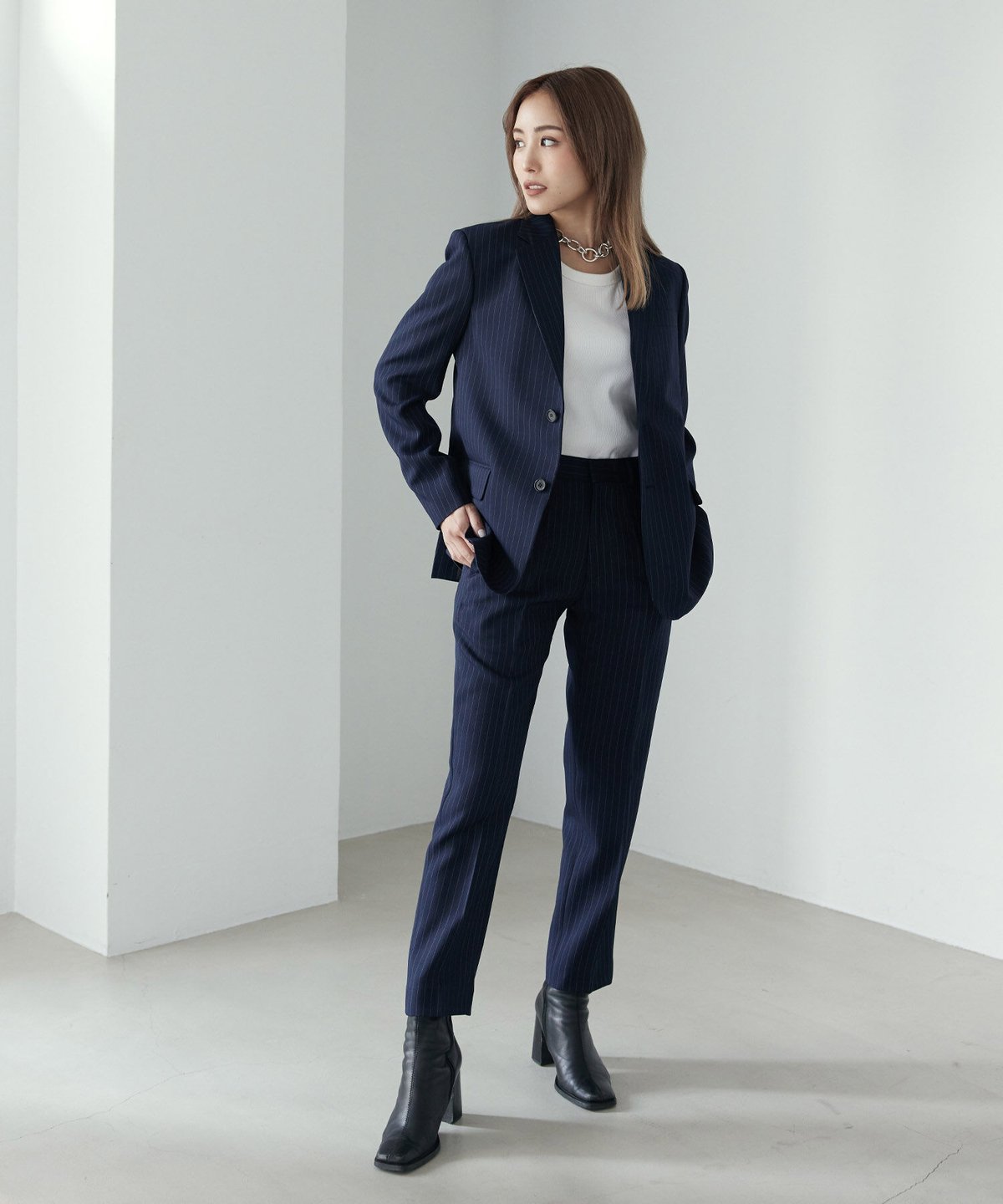 BOYSHE Stripe Suit》シングルブレスト＆スリムスラックス 