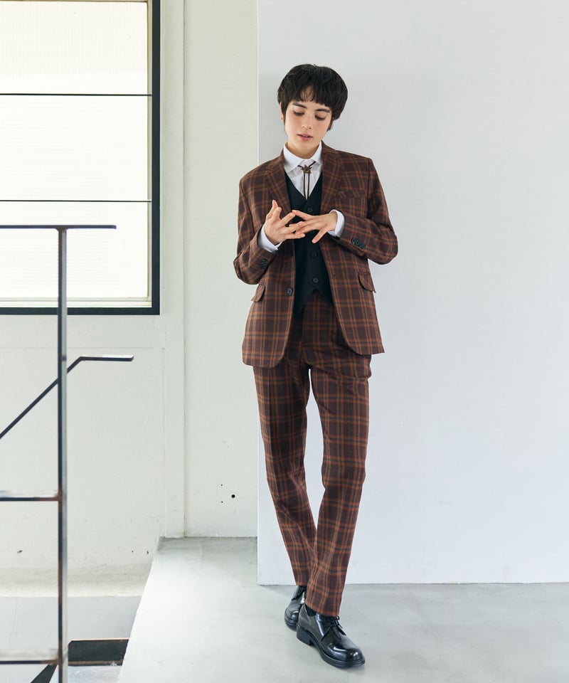 最も優遇の BOYSHE Check Suit》シングルブレスト&スリムスラックス 服&ファッション小物