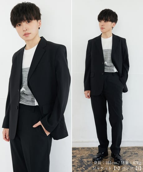 《BOYSHE Cool Summer Suit》シングルブレスト＆スリムスラックス【セットアップ】ブラック