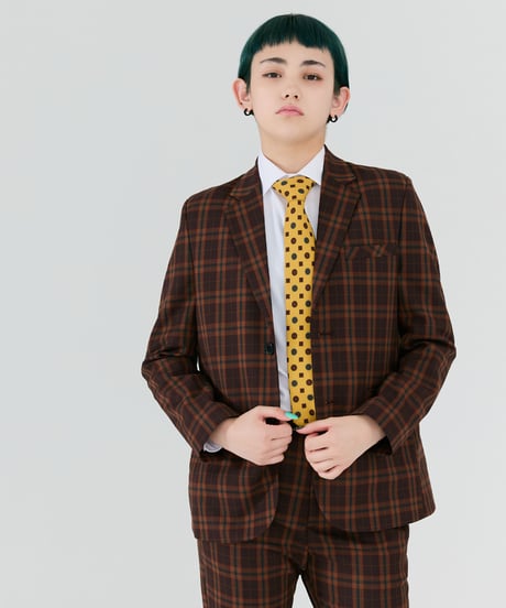 《BOYSHE Check Suit》シングルブレスト＆スリムスラックス【セットアップ】ブラウン