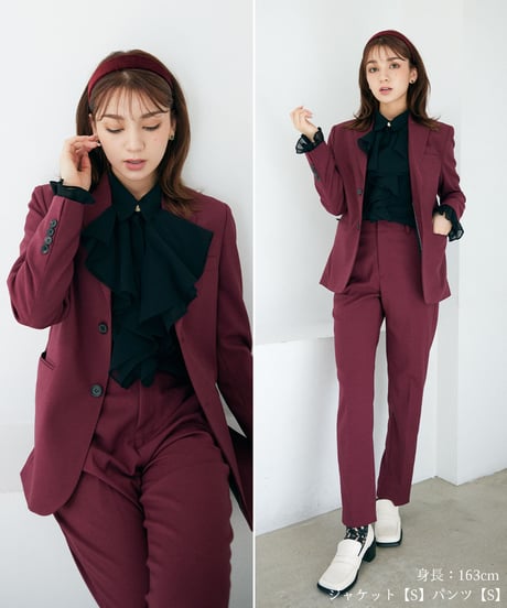 《BOYSHE Basic Suit》シングルブレスト＆スリムスラックス【セットアップ】ワインレッド
