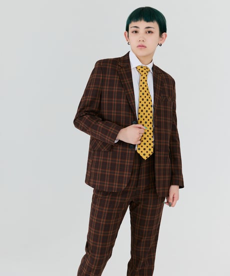 《BOYSHE Check Suit》シングルブレスト＆スリムスラックス【セットアップ】ブラウン