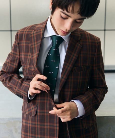 《BOYSHE Check Suit》シングルブレスト＆スリムスラックス【セットアップ】ブラウン