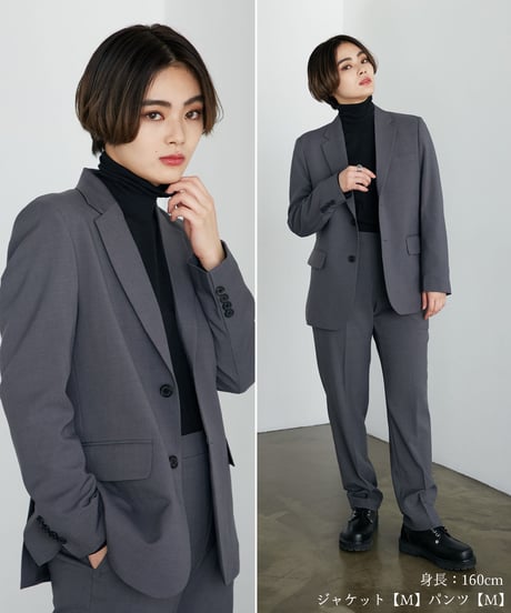 《BOYSHE Basic Suit》シングルブレスト＆スリムスラックス【セットアップ】グレー
