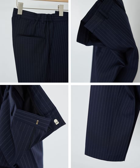 《BOYSHE Stripe Suit》シングルブレスト＆スリムスラックス【セットアップ】ストライプ ネイビー