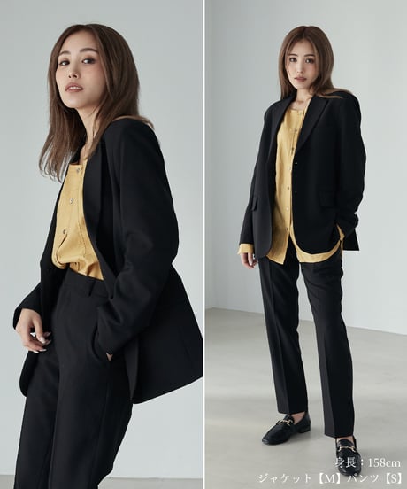 《BOYSHE Basic Suit》シングルブレスト＆スリムスラックス【セットアップ】ブラック