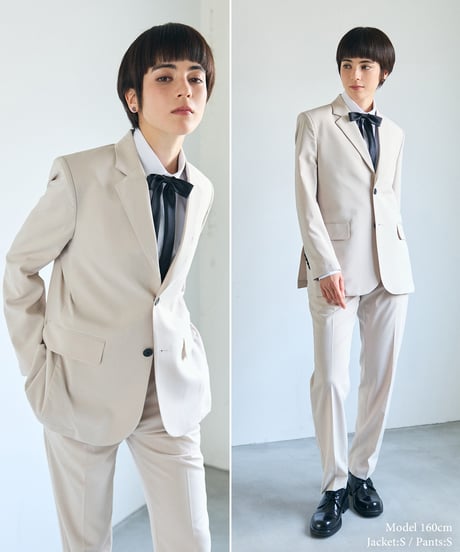 《BOYSHE Cool Summer Suit》シングルブレスト＆スリムスラックス【セットアップ】アイボリー