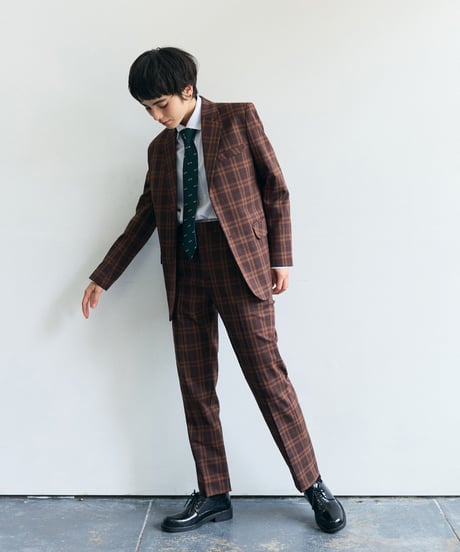 《BOYSHE Check Suit》シングルブレスト＆スリムスラックス【セットアップ】ブラウン