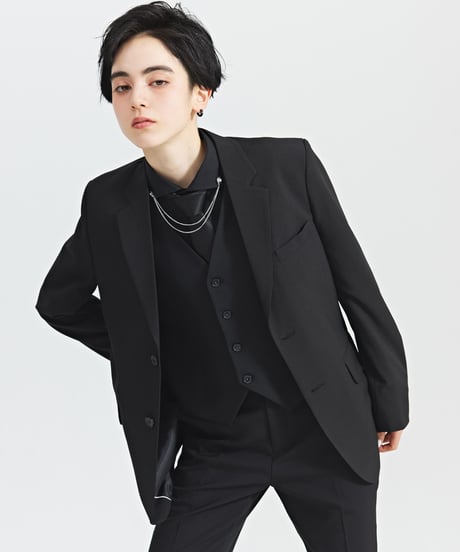 《BOYSHE Basic Suit》シングルブレスト＆スリムスラックス【セットアップ】ブラック