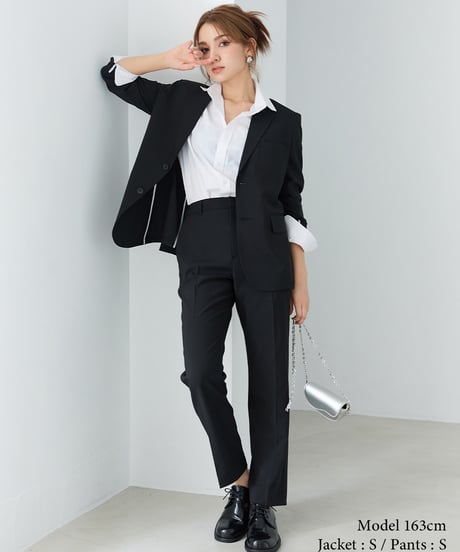 《BOYSHE Cool Summer Suit》シングルブレスト＆スリムスラックス【セットアップ】ブラック