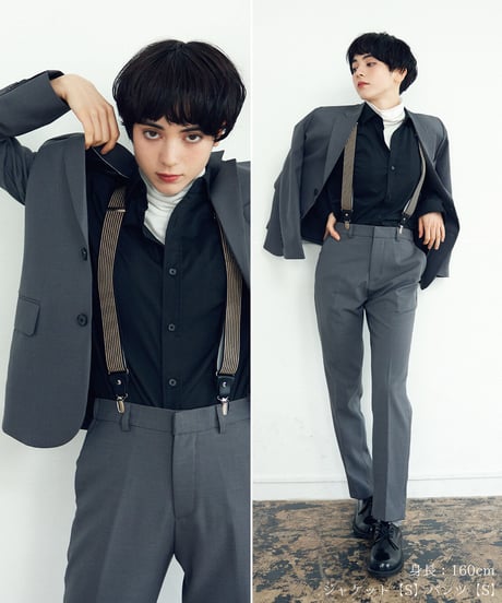 《BOYSHE Basic Suit》シングルブレスト＆スリムスラックス【セットアップ】グレー
