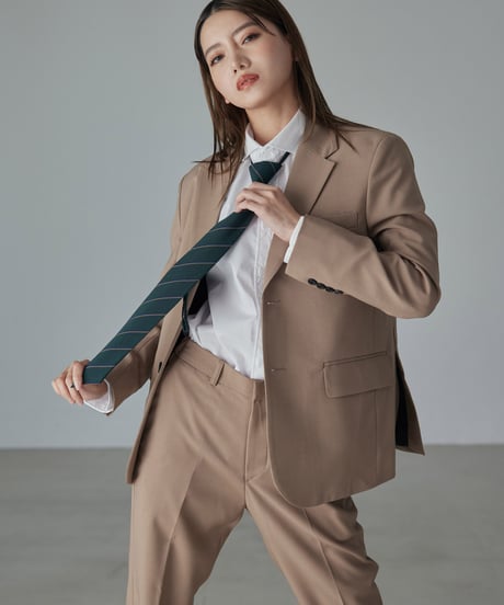 《BOYSHE Basic Suit》シングルブレスト＆スリムスラックス【セットアップ】ベージュ