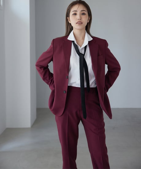 《BOYSHE Basic Suit》シングルブレスト＆スリムスラックス【セットアップ】ワインレッド