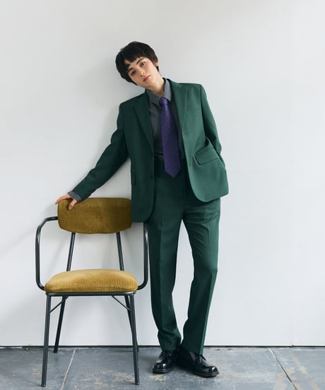 《BOYSHE Basic Suit》シングルブレスト＆スリムスラックス【セットアップ】グリーン