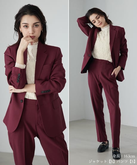 《BOYSHE Basic Suit》シングルブレスト＆スリムスラックス【セットアップ】ワインレッド
