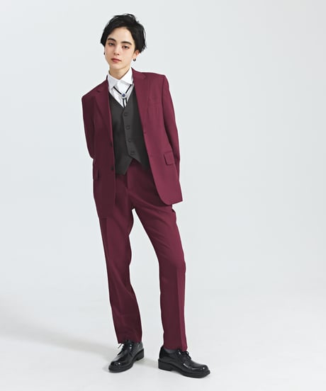 《BOYSHE Basic Suit》シングルブレスト＆スリムスラックス【セットアップ】ワインレッド