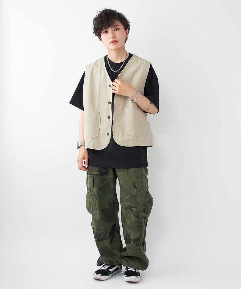 迷彩 ワイドストレート カーゴパンツ【2 color】 | BOYSHE 迷彩 ワイドストレート カーゴパンツ【2 color】 | BOYSHE